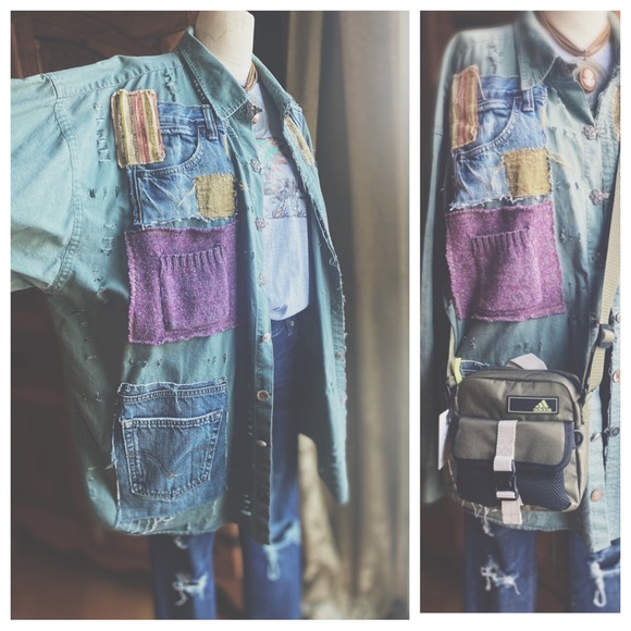 OOAK Custom Patchwork Utility Jacket The Sasha Artisan Reworked XXL - Picture 4 of 15